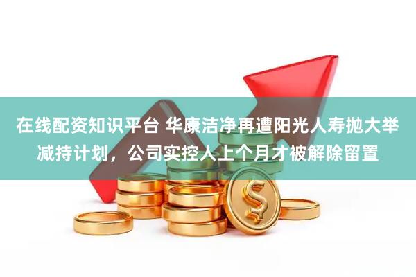 在线配资知识平台 华康洁净再遭阳光人寿抛大举减持计划，公司实控人上个月才被解除留置